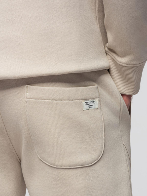 Ombre Clothing Мъжки памучен спортен комплект суитшърт с джоб за кенгуру + панталони jogger - светло бежов V1 Z121 Ombre Clothing