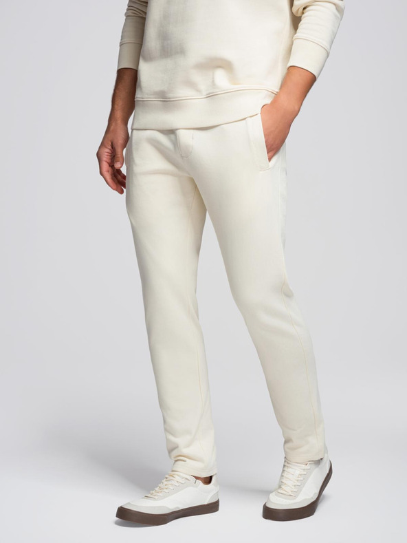 Ombre Clothing Мъжки спортен костюм суитшърт с кръгло деколте + панталони regular fit - крем V11 Z122 Ombre Clothing