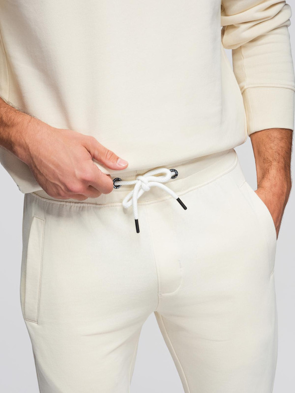 Ombre Clothing Мъжки спортен костюм суитшърт с кръгло деколте + панталони regular fit - крем V11 Z122 Ombre Clothing