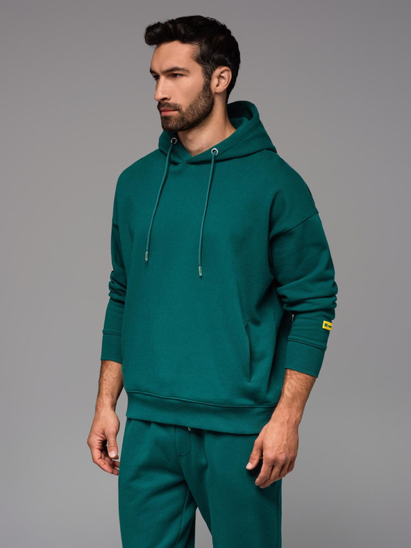 Ombre Clothing УНИСЕКС спортен костюм суитшърт + панталони със шнур в athleisure стил - тъмно зелено V17 Z111 Ombre Clothing