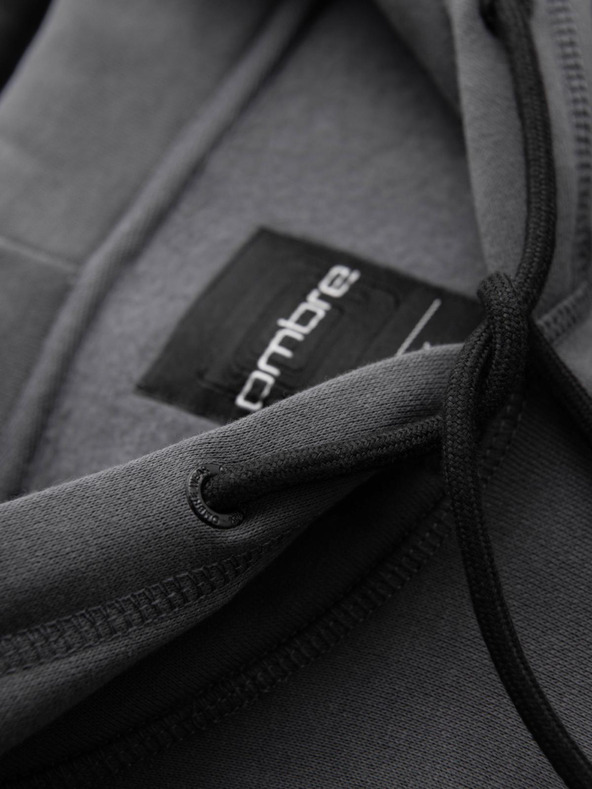 Ombre Clothing Мъжки суитшърт с джоб за кенгуру, бродерия и качулка - графит V2 OM-SSNZ-0241 Ombre Clothing