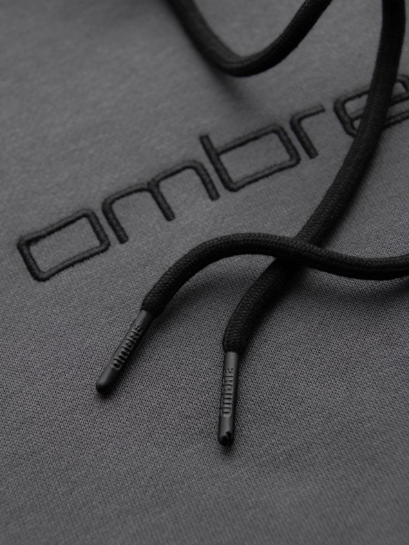 Ombre Clothing Мъжки суитшърт с джоб за кенгуру, бродерия и качулка - графит V2 OM-SSNZ-0241 Ombre Clothing