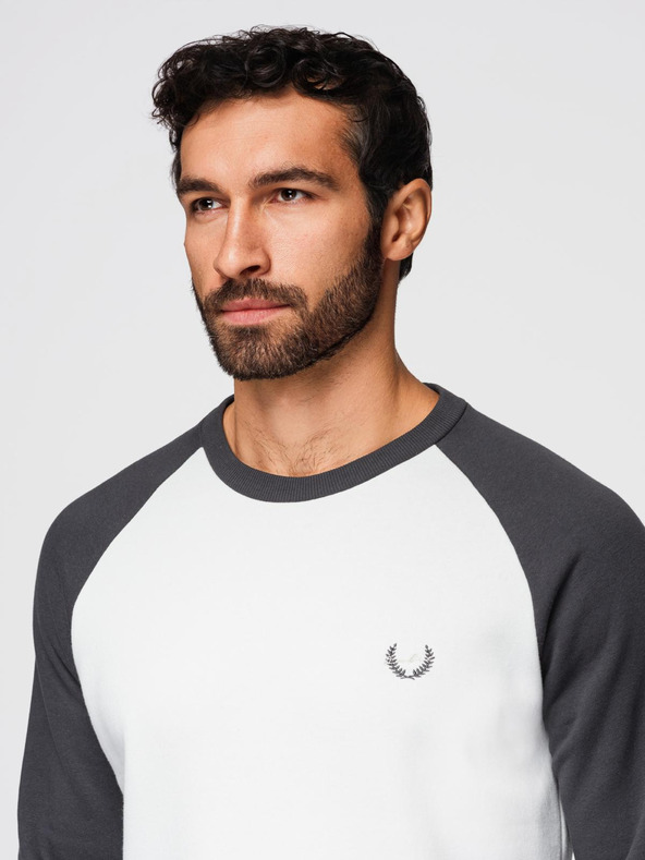 Ombre Clothing Мъжки контрастен суитшърт с реглан ръкави - кремав и графит V1 OM-SSNZ-0239 Ombre Clothing