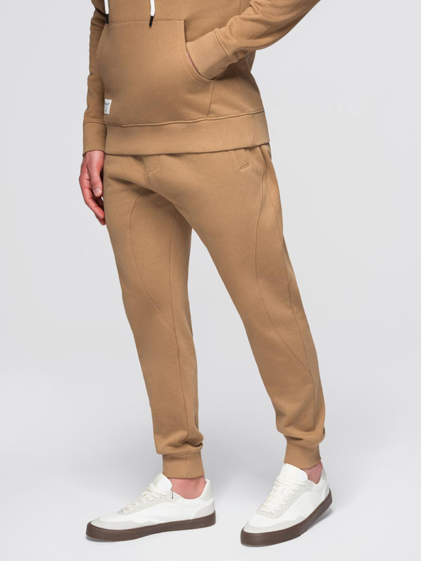 Ombre Clothing Мъжки памучен спортен комплект суитшърт + панталони jogger - кафяв V2 Z121 Ombre Clothing