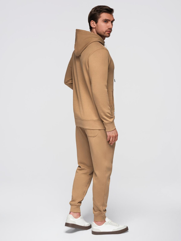 Ombre Clothing Мъжки памучен спортен комплект суитшърт + панталони jogger - кафяв V2 Z121 Ombre Clothing