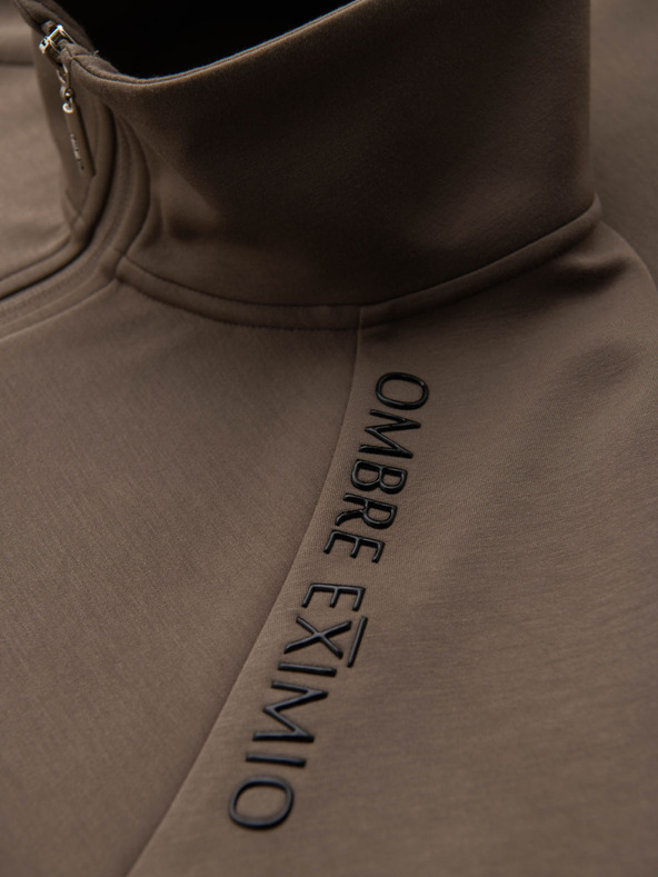 Ombre Clothing Мъжки суитшърт с контрастен печат и висока яка - сиво-кафявина V3 OM-SSZP-0211 Ombre Clothing