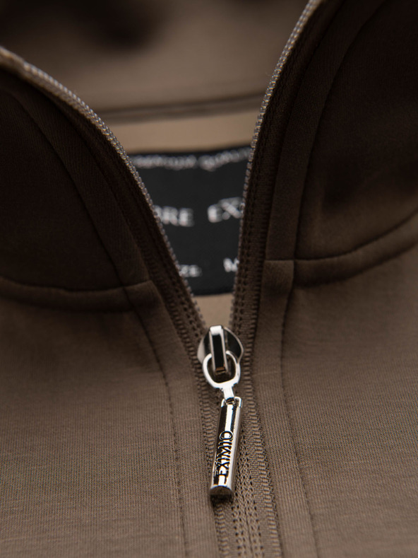 Ombre Clothing Мъжки суитшърт с контрастен печат и висока яка - сиво-кафявина V3 OM-SSZP-0211 Ombre Clothing