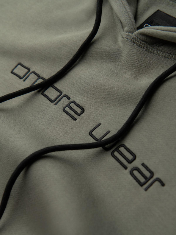 Ombre Clothing Мъжки суитшърт с джоб за кенгуру, бродерия и качулка - хаки V3 OM-SSNZ-0241 Ombre Clothing