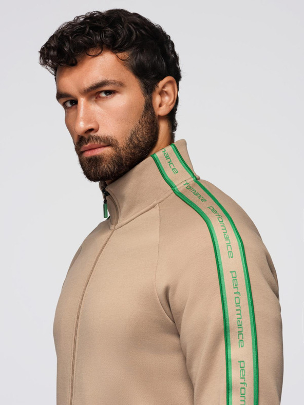 Ombre Clothing Мъжки комплект суитшърт стреч суитшърт + спортни панталони jogger - светло кафяв V1 Z113 Ombre Clothing