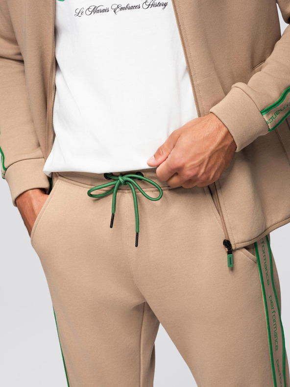 Ombre Clothing Мъжки комплект суитшърт стреч суитшърт + спортни панталони jogger - светло кафяв V1 Z113 Ombre Clothing