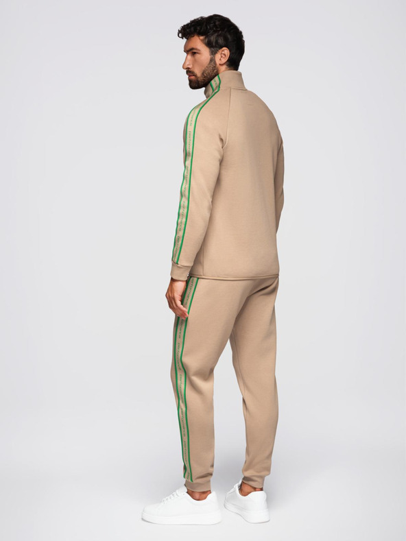 Ombre Clothing Мъжки комплект суитшърт стреч суитшърт + спортни панталони jogger - светло кафяв V1 Z113 Ombre Clothing