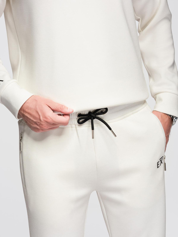 Ombre Clothing Мъжки спортен комплект суитшърт с яка + панталони jogger - екрю V2 Z117 Ombre Clothing