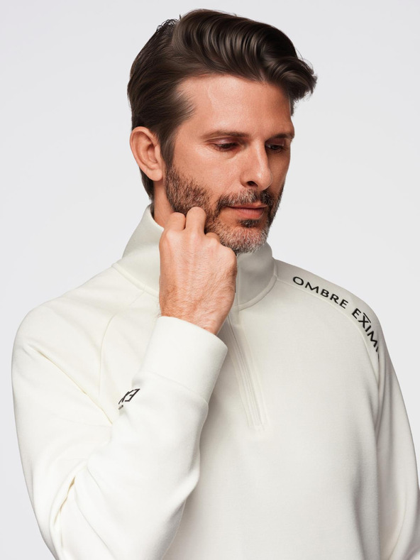 Ombre Clothing Мъжки спортен комплект суитшърт с яка + панталони jogger - екрю V2 Z117 Ombre Clothing