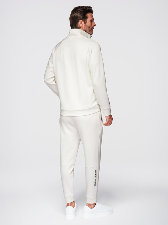 Ombre Clothing Мъжки спортен комплект суитшърт с яка + панталони jogger - екрю V2 Z117 Ombre Clothing