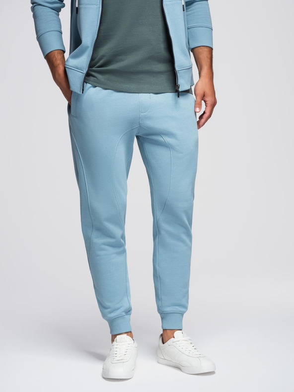 Ombre Clothing Мъжки спортен комплект суитшърт с качулка + панталони jogger - светло син V7 Z119 Ombre Clothing