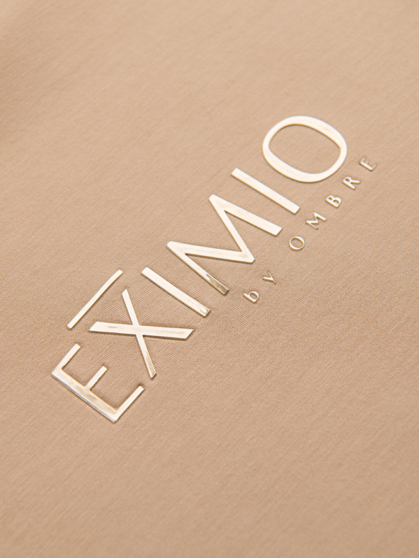 Ombre Clothing Мъжки суитшърт с блясък печат на гърдите - бежов V3 OM-SNBC-0199 Ombre Clothing