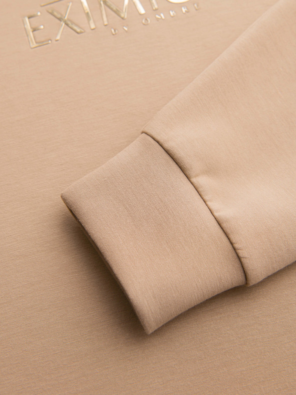 Ombre Clothing Мъжки суитшърт с блясък печат на гърдите - бежов V3 OM-SNBC-0199 Ombre Clothing