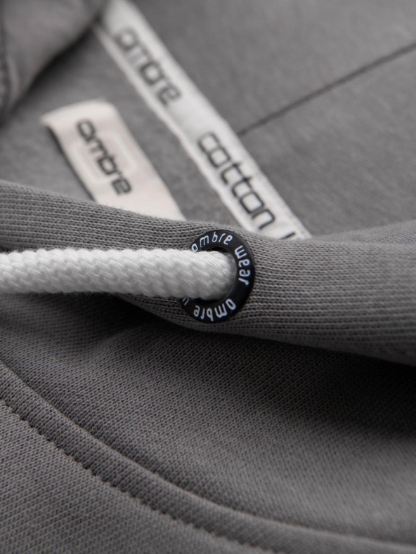 Ombre Clothing Мъжки суитшърт BASIC с джоба за кенгуру и качулка - сив V8 B1674 Ombre Clothing