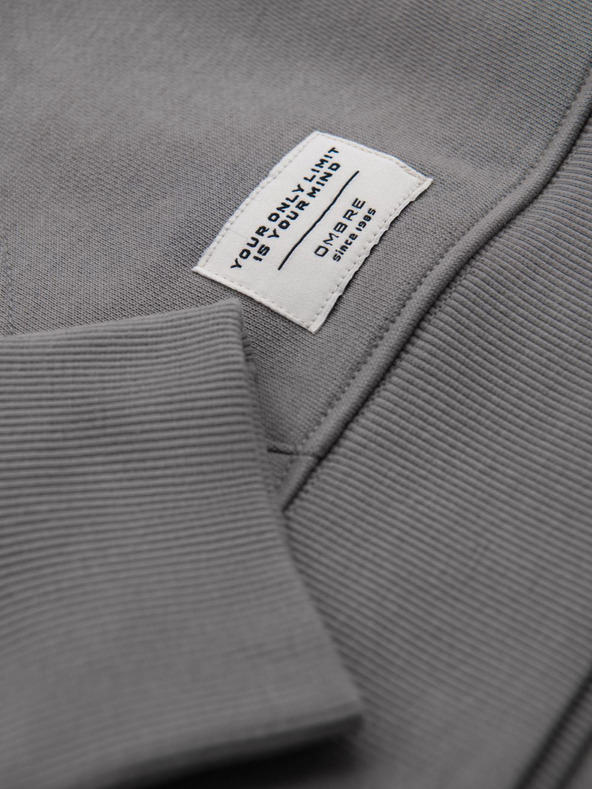 Ombre Clothing Мъжки суитшърт BASIC с джоба за кенгуру и качулка - сив V8 B1674 Ombre Clothing