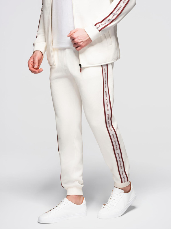 Ombre Clothing Мъжки комплект суитшърт стреч суитшърт + спортни панталони jogger - бял V2 Z113 Ombre Clothing