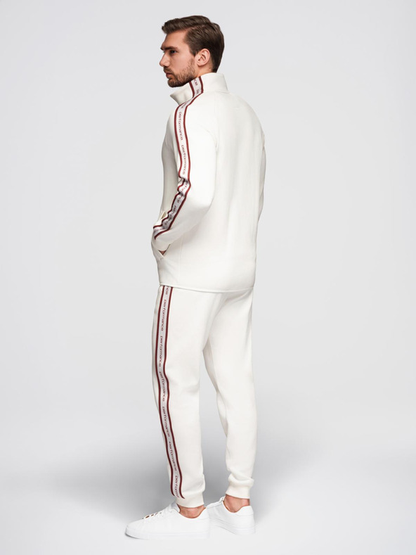 Ombre Clothing Мъжки комплект суитшърт стреч суитшърт + спортни панталони jogger - бял V2 Z113 Ombre Clothing