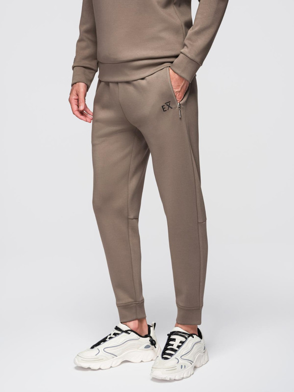 Ombre Clothing Мъжки спортен екип суитшърт с яка + панталони джогър - сивокафяв V3 Z117 Ombre Clothing