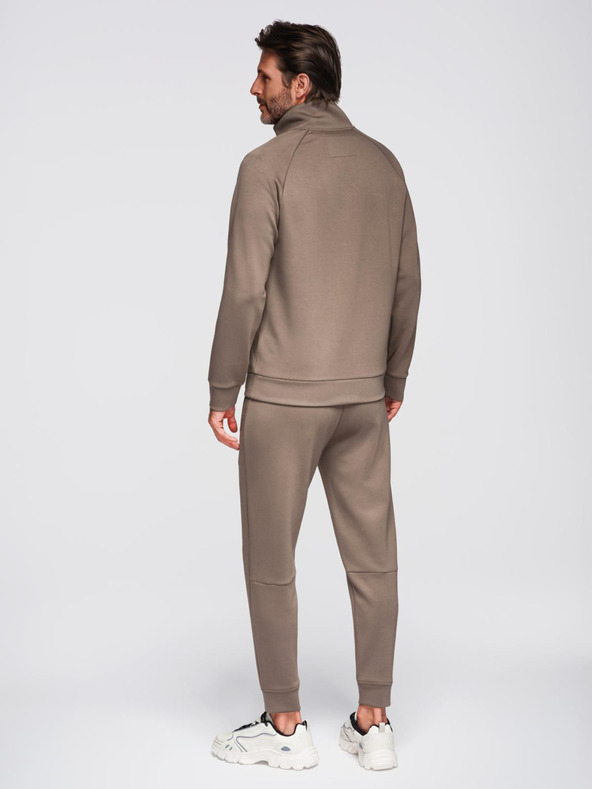 Ombre Clothing Мъжки спортен екип суитшърт с яка + панталони джогър - сивокафяв V3 Z117 Ombre Clothing