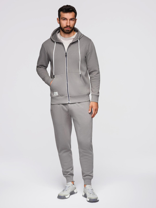 Ombre Clothing Мъжки спортен екип суитшърт с качулка + панталони джогър - сив V8 Z119 Ombre Clothing