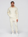 Ombre Clothing Мъжки памучен спортен екип с кенгуру джоб + панталони джогър - кремав V11 Z121 Ombre Clothing