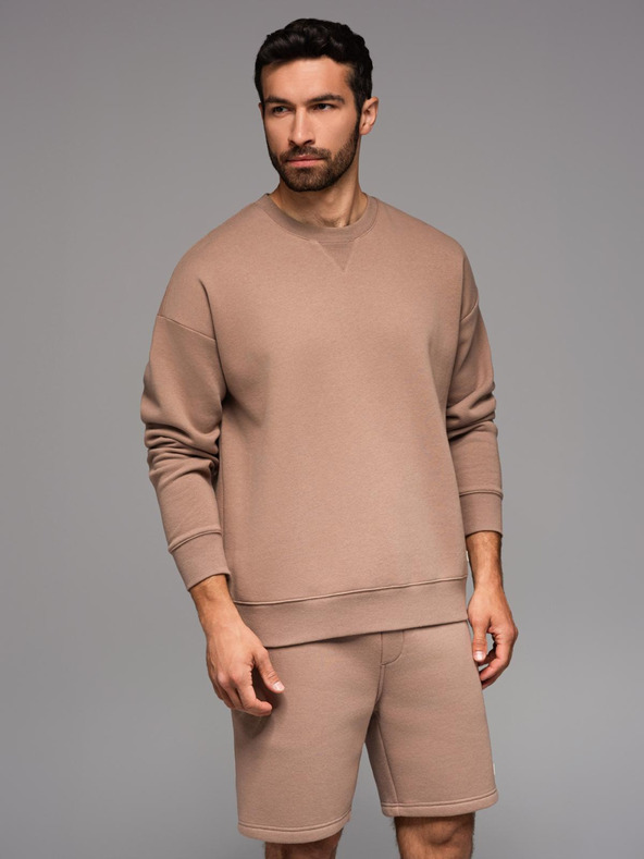 Ombre Clothing UNISEX спортен екип суитшърт + шорти - кафяв V16 Z108 Ombre Clothing