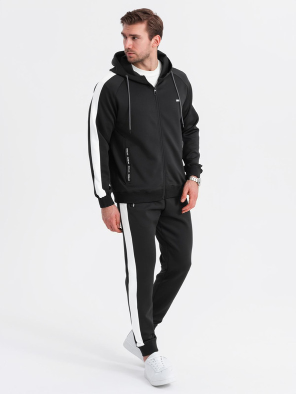 Ombre Clothing Мъжки oldschool спортен екип суитшърт с качулка + панталони джогър - черен V1 Z118 Ombre Clothing