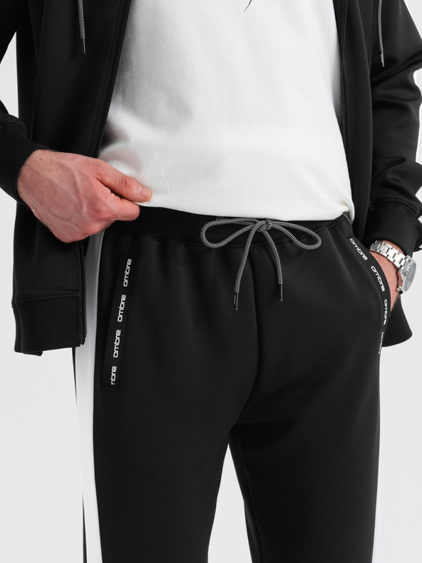 Ombre Clothing Мъжки oldschool спортен екип суитшърт с качулка + панталони джогър - черен V1 Z118 Ombre Clothing