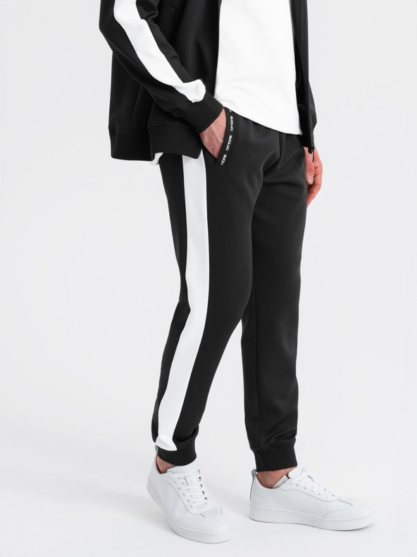 Ombre Clothing Мъжки oldschool спортен екип суитшърт с качулка + панталони джогър - черен V1 Z118 Ombre Clothing