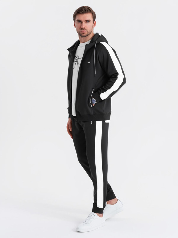 Ombre Clothing Мъжки oldschool спортен екип суитшърт с качулка + панталони джогър - черен V1 Z118 Ombre Clothing