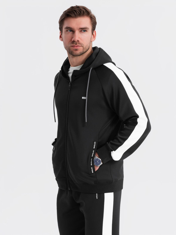 Ombre Clothing Мъжки oldschool спортен екип суитшърт с качулка + панталони джогър - черен V1 Z118 Ombre Clothing