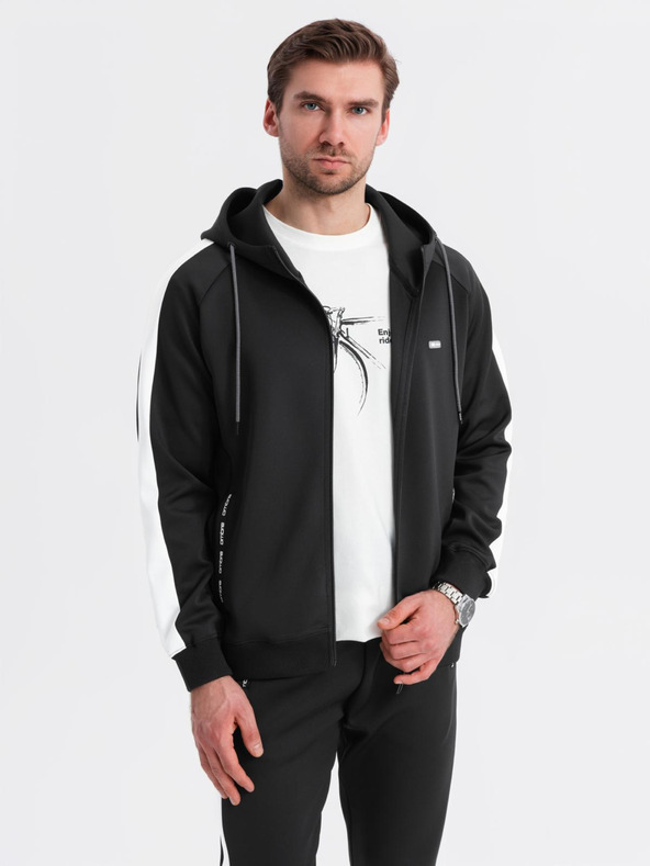 Ombre Clothing Мъжки oldschool спортен екип суитшърт с качулка + панталони джогър - черен V1 Z118 Ombre Clothing