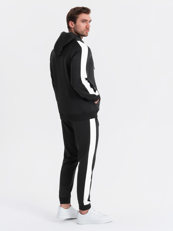 Ombre Clothing Мъжки oldschool спортен екип суитшърт с качулка + панталони джогър - черен V1 Z118 Ombre Clothing