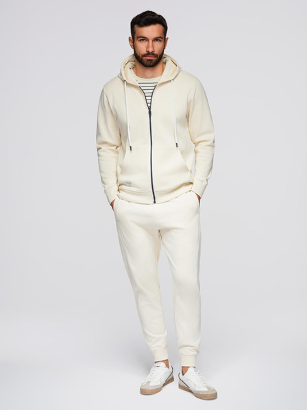 Ombre Clothing Мъжки спортен екип суитшърт с качулка + панталони джогър - кремав V11 Z119 Ombre Clothing