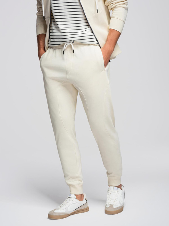 Ombre Clothing Мъжки спортен екип суитшърт с качулка + панталони джогър - кремав V11 Z119 Ombre Clothing