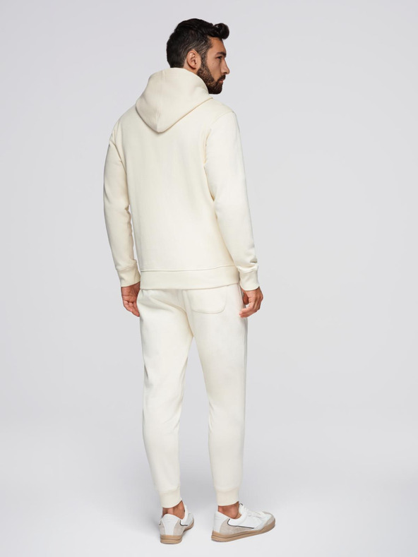 Ombre Clothing Мъжки спортен екип суитшърт с качулка + панталони джогър - кремав V11 Z119 Ombre Clothing