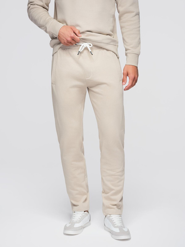 Ombre Clothing Мъжки спортен екип суитшърт с кръгло деколте + панталони regular fit - бежов V1 Z122 Ombre Clothing