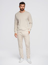 Ombre Clothing Мъжки спортен екип суитшърт с кръгло деколте + панталони regular fit - бежов V1 Z122 Ombre Clothing