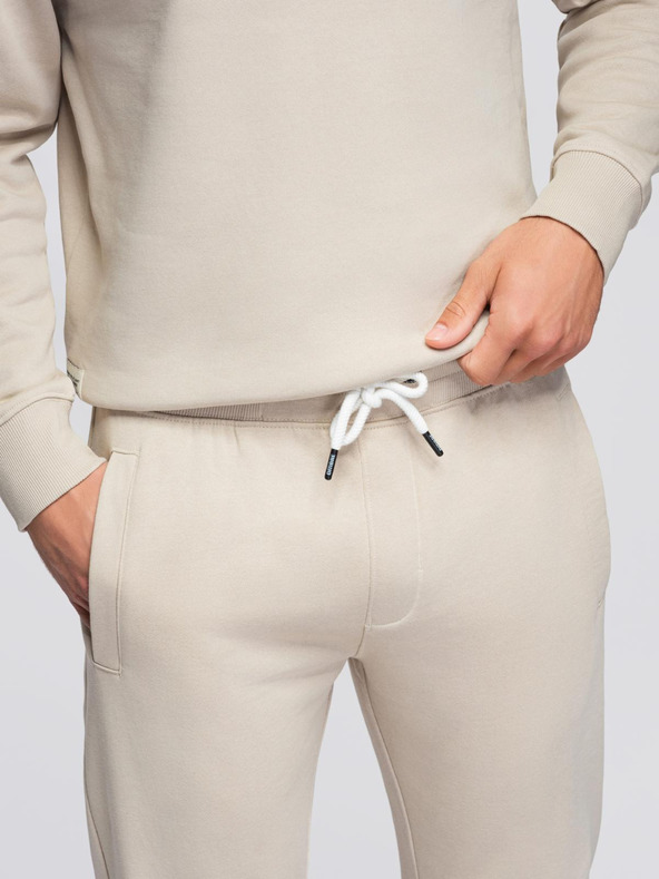 Ombre Clothing Мъжки спортен екип суитшърт с кръгло деколте + панталони regular fit - бежов V1 Z122 Ombre Clothing