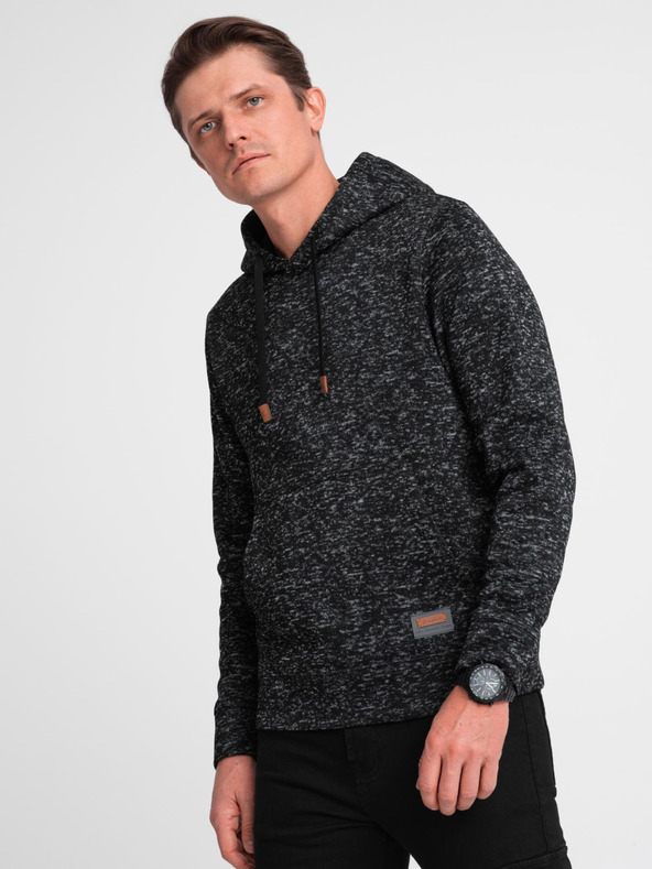 Ombre Clothing Мъжки затворен суитшърт с кенгуру джоб и качулка - графит мелан V2 B1675 Ombre Clothing