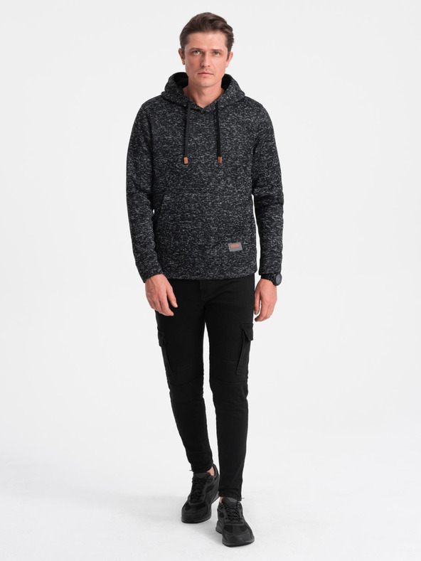 Ombre Clothing Мъжки затворен суитшърт с кенгуру джоб и качулка - графит мелан V2 B1675 Ombre Clothing