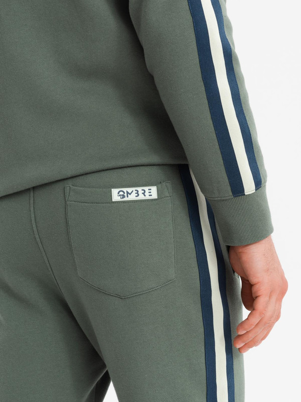 Ombre Clothing Мъжки спортен екип суитшърт + панталони джогър - маслинен V2 Z114 Ombre Clothing