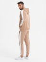 Ombre Clothing Мъжки суитшърт с качулка и цип + панталони джогър - бежов V4 Z118 Ombre Clothing