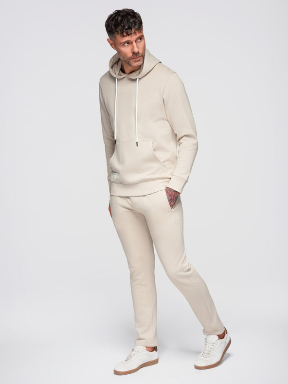 Ombre Clothing Мъжки спортен екип суитшърт + панталони regular fit - бежов V1 Z120 Ombre Clothing