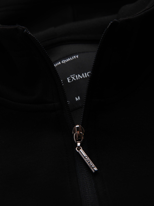 Ombre Clothing Мъжки суитшърт със стойка и качулка - черен V1 OM-SSZP-0216 Ombre Clothing