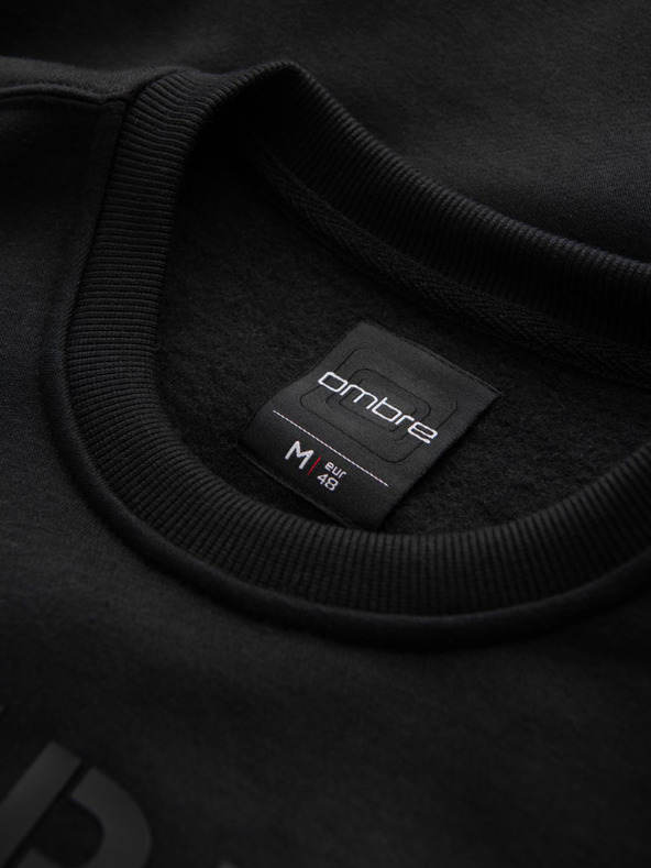 Ombre Clothing Класически мъжки суитшърт с надписи - черен V4 B1711 Ombre Clothing